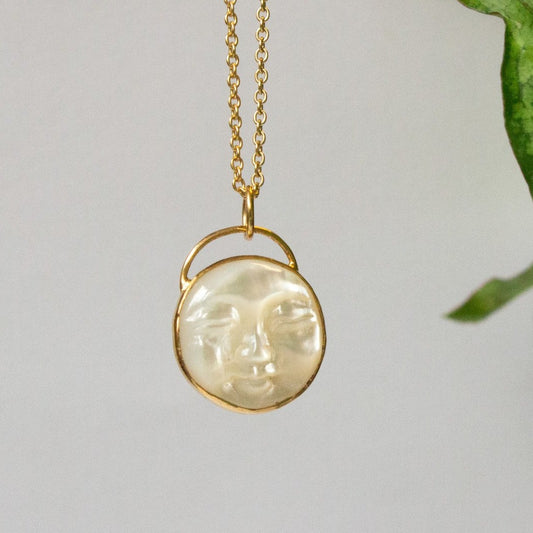 Moon pendant with gold chain